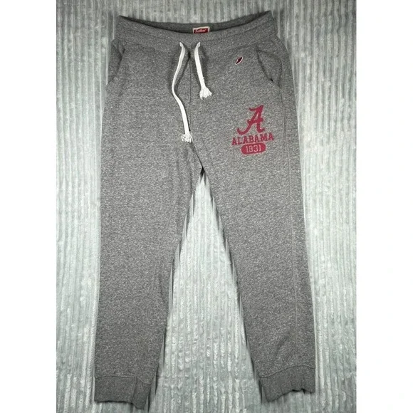 Triblend Sweatpants Men's XL Alabama Crimson‎ Tide Logo Gray Drawstring Pockets