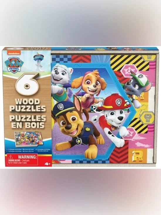 PAW Patrol, 6 Jigsaw Puzzles in Wooden Storage Box, Ages 3+