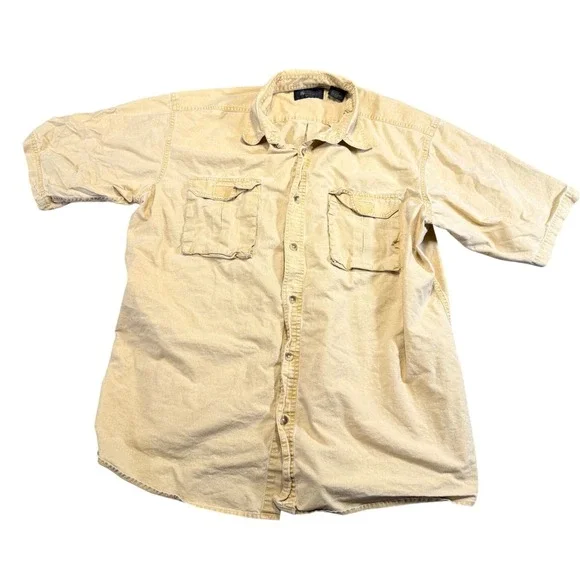 RedHead Short Sleeve Button Up Shirt Size XL Gold Yellow Workwear EUC