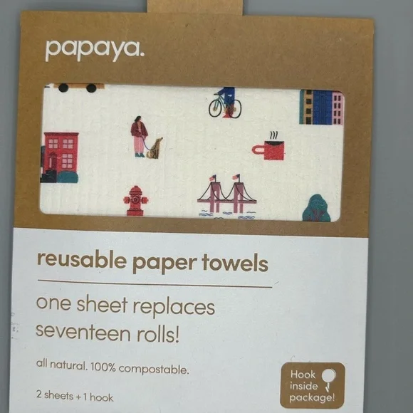 Papaya Reusable Paper Towels with Colorful City Design