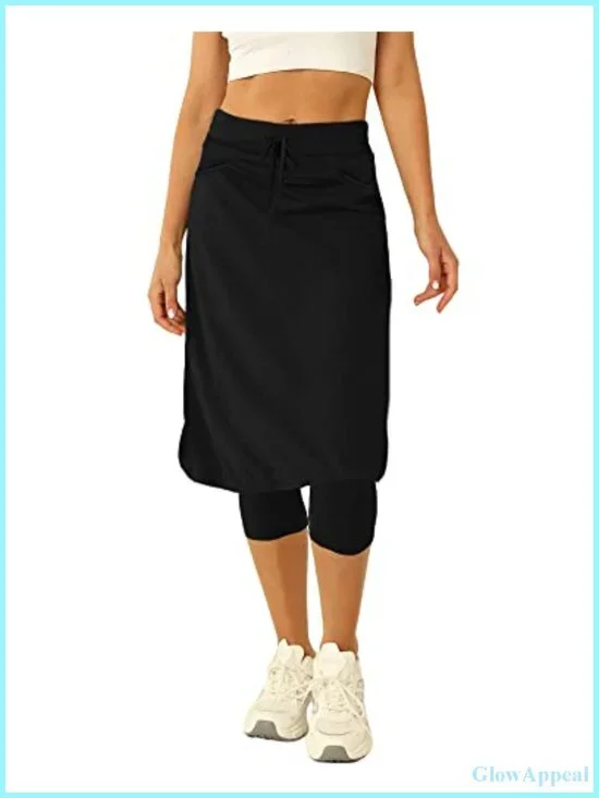 Women's Tennis Skort with Built-in Leggings, High Waist, Pockets