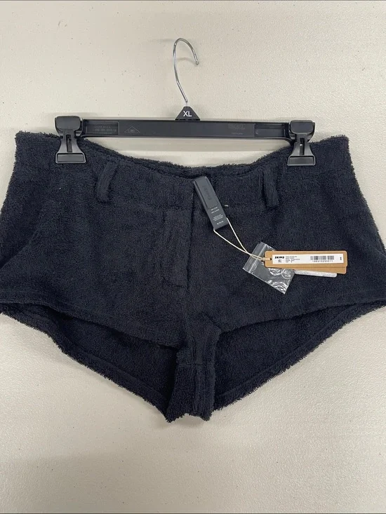 SKIMS Black High-Waist Terry Lounge Shorts size Medium