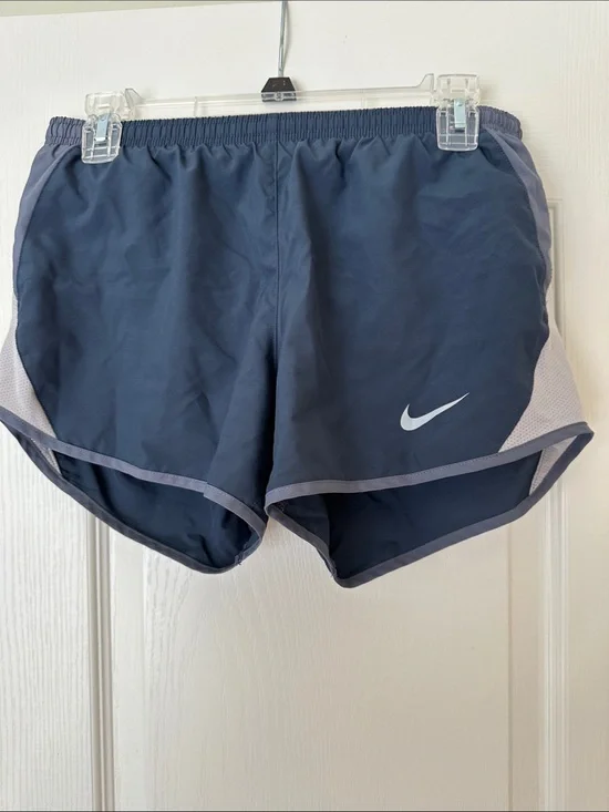 Nike Navy Blue and Light Gray Women's Running Shorts
