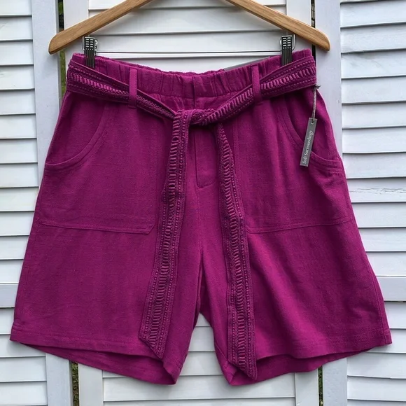 Soft Surroundings Summer Breeze Soft Linen Blend Shorts Fuchsia NWT
