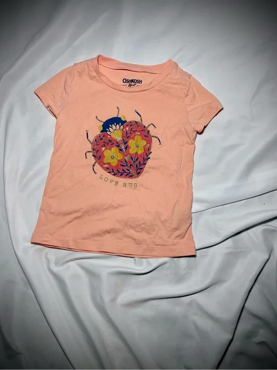 OshKosh B'gosh Peach 'Love Bug' Floral Graphic Tee for Kids