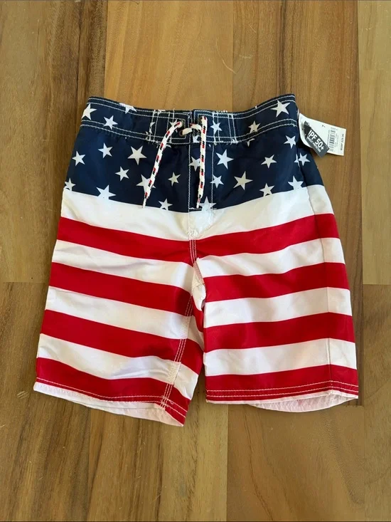 OshKosh B'gosh Boys' Stars & Stripes Swim Board Shorts - Red, White & Blue