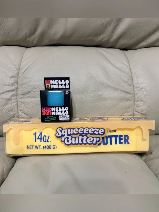 NeeDoh BLUE Mello Mallo Color Change & Sunny Days Sqeeeze Jumbo Butter Squishy