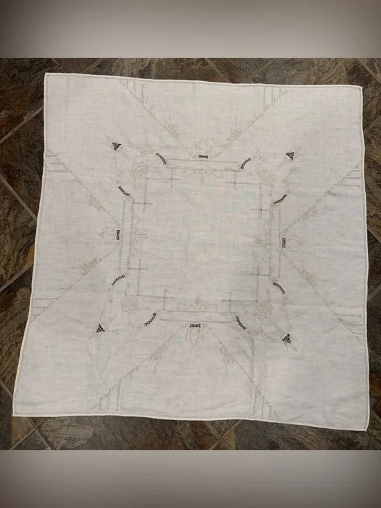 Vintage Linen Square Tablecloth
