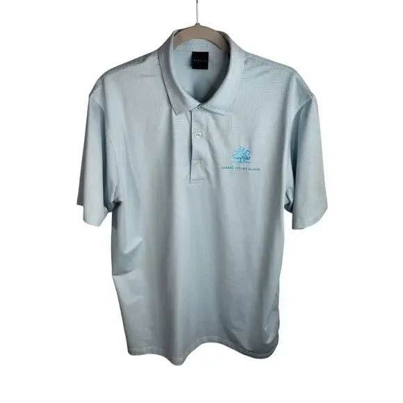 Dunning Golf Polo Shirt Men's Large Blue White Gingham‎ Embroidered
