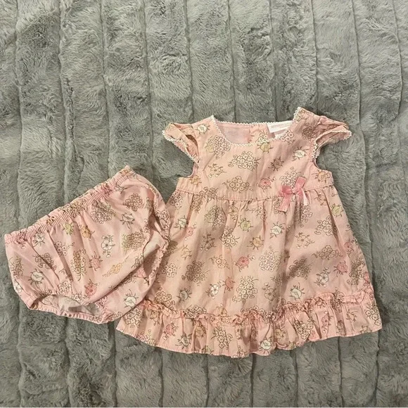 3 Months Genuine Baby by Osh Kosh Pink Floral Dress with Bloomers.