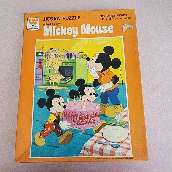 Vintage 80s Whitman Disney‎ Mickey Mouse birthday party 100 large piece puzzle