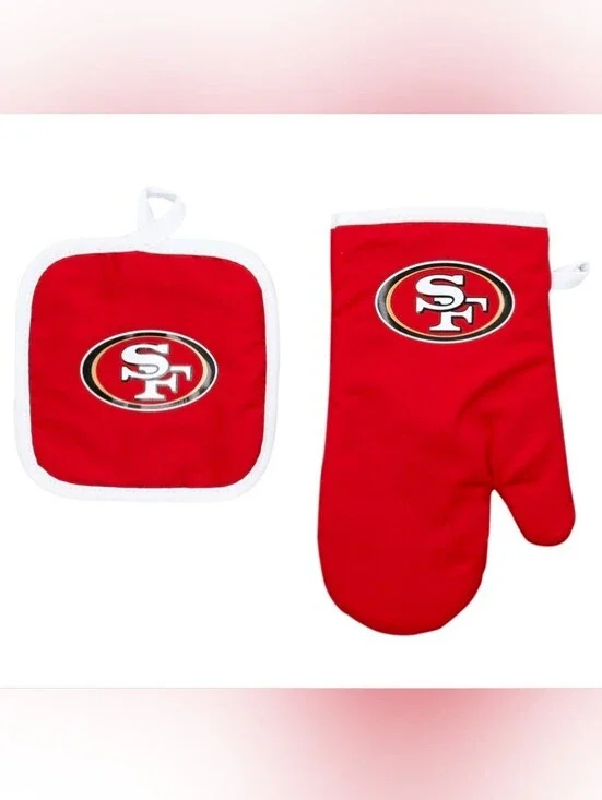 NFL San Francisco 49ers Red Oven Mitt and Pot Holder Set
