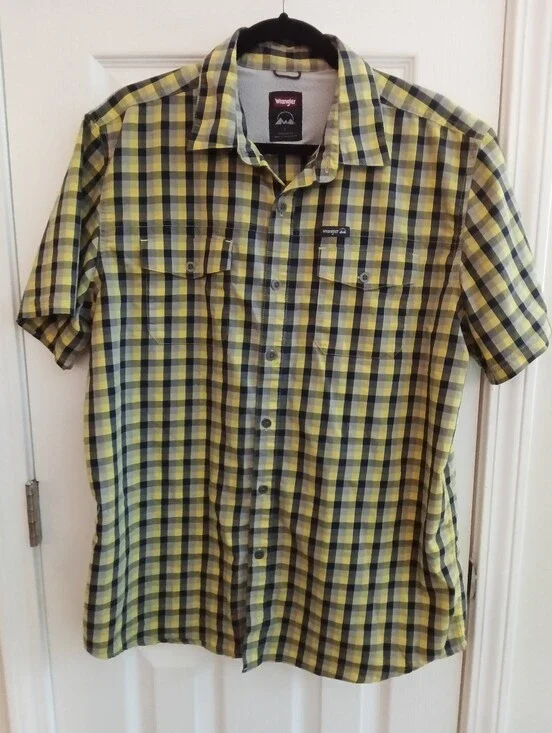 Wrangler Men's Large Plaid Regular Fit Outdoor Shirt Yellow/Black