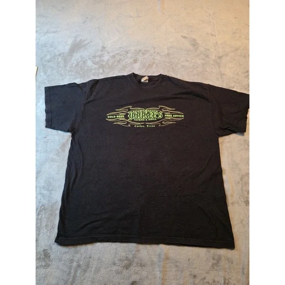 Hanes Beefy-T Shirt Mens XL Black Yankee's Tavern & Grill Carlos Texas Vintage