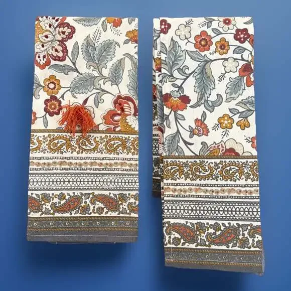 ENVOGUE Paisley India Handblockd Paisley 100% COTTON   2- 18 X 28 NWOT