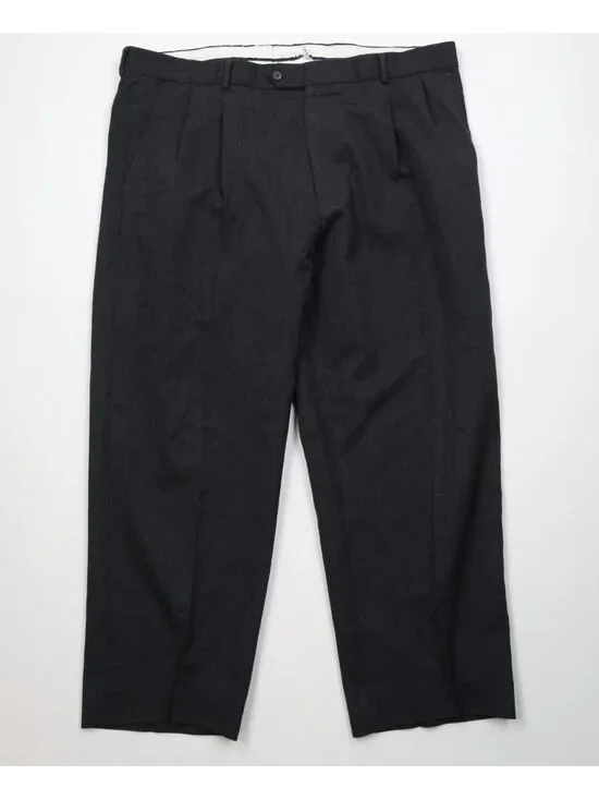 Vintage 90s Streetwear Mens 40x28 Wool Blend Knit Wide Leg Chino Pants Gray