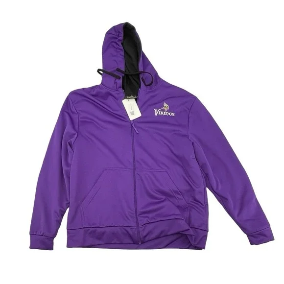 Dunbrooke Mens Hoodie Minnesota Vikings Full Zip Purple Polyester Medium