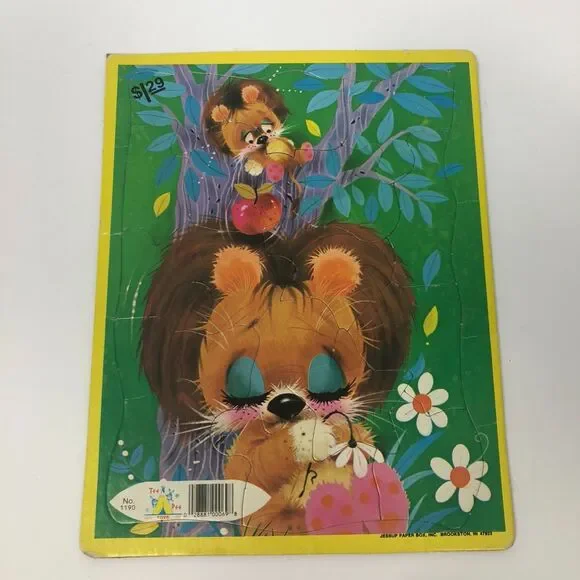 Vintage Tee Pee Toys Tray Puzzle No #1190 Animals Tree Flowers