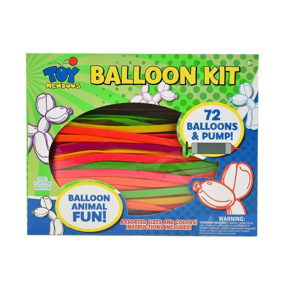 Toymendous Blow up Animal Balloon Making Kit with 72 Balloons, Pump, & Booklet