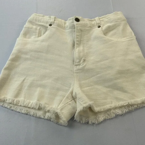 SSCO Southern Shirt Co MD White Frayed Hem Denim Shorts Stretch Casual