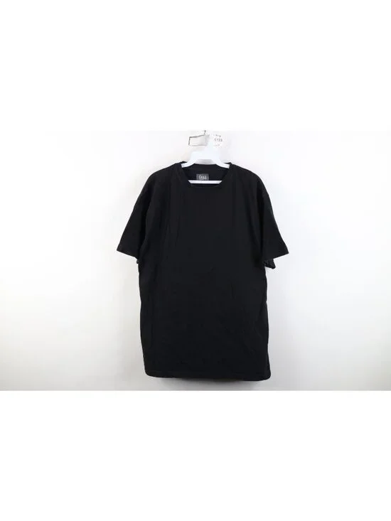 Vtg 90s Streetwear Mens Large Distressed Blank Cotton Short Sleeve T-Shirt Black