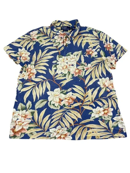Polo Ralph Lauren Mens Custom Fit Floral Hawaiian Shirt XL Short Sleeve Cotton