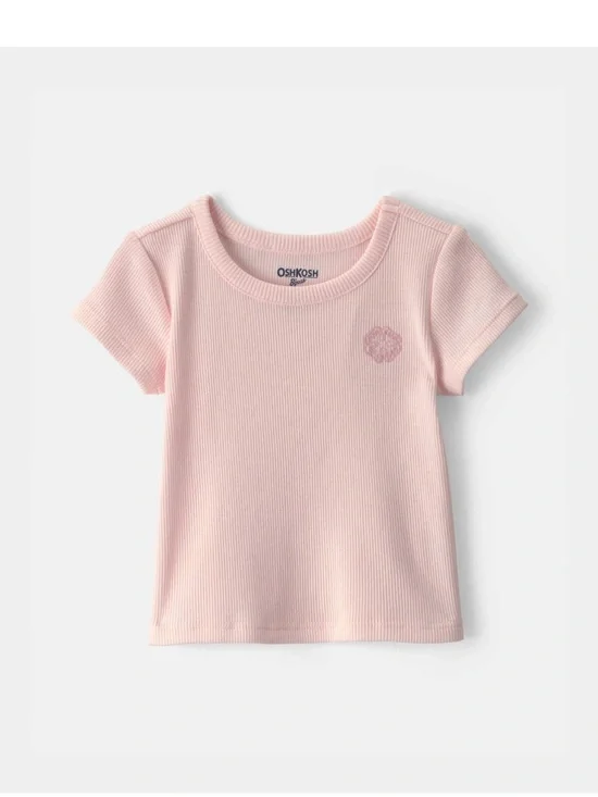 Girl's OshKosh B'gosh Light Pink Ribbed Short Sleeve Tee- NWT