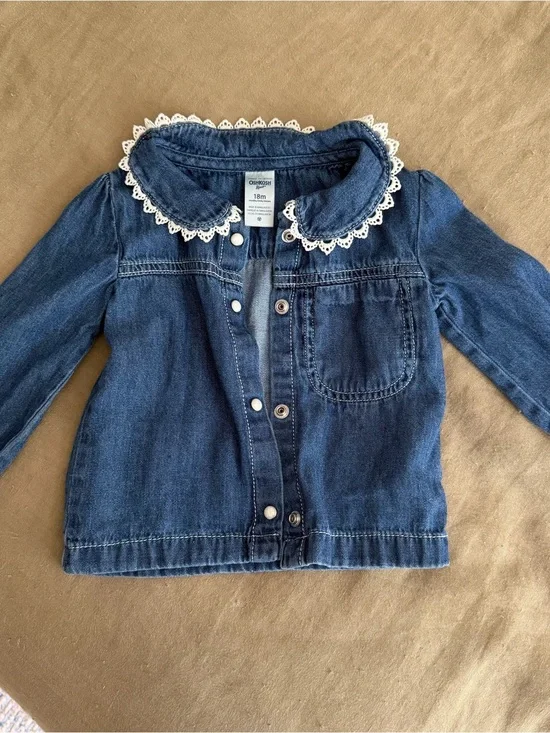 OshKosh B'gosh Dark Blue Denim Jacket with White Lace Collar