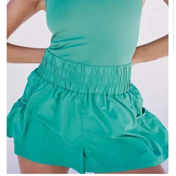 Free People Get Flirt On Green Shorts Women's Size L NWOT