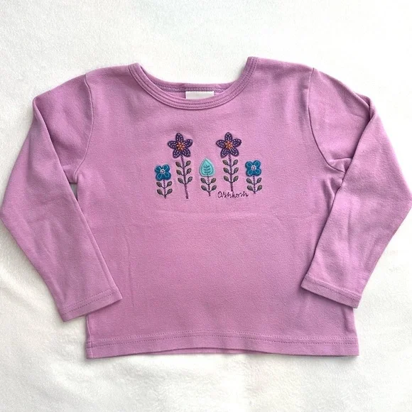 Vintage Y2K Oshkosh B’Gosh Purple Long Sleeve Shirt Flowers 4T Toddler Girl