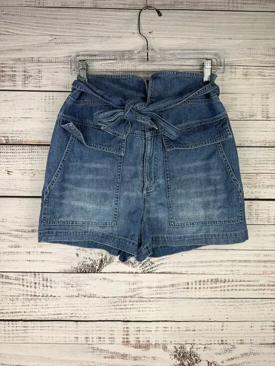 Rebecca Taylor La Vie Paperbag Denim Shorts Boho Casual Medium Coastal Festival