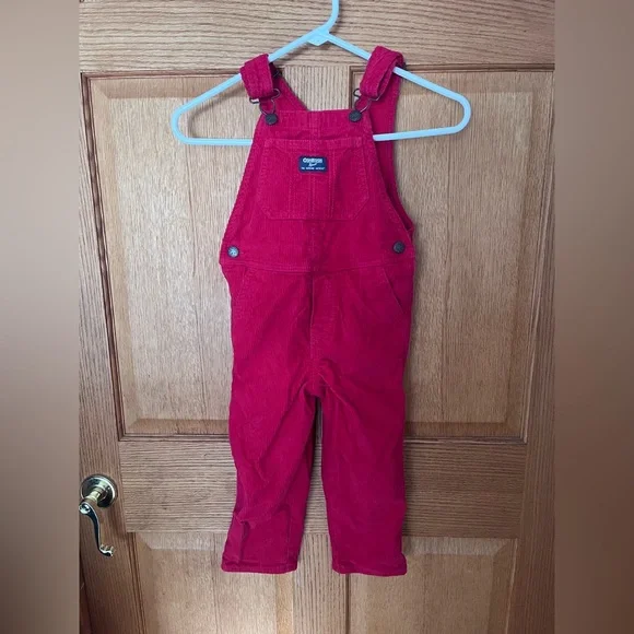 Vintage Oshkosh corduroy Red Kids  bib Overalls