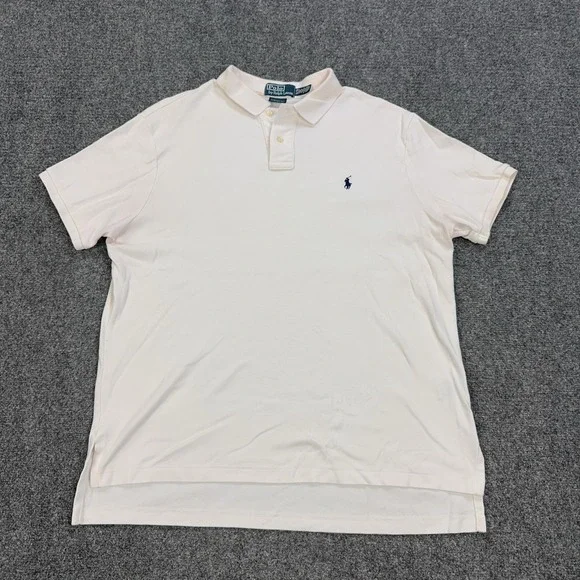 Polo By Ralph Lauren Polo Shirt Mens XL White 100% Cotton Slim Logo Custom Fit