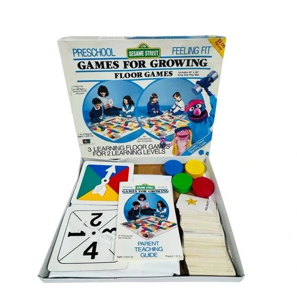 Vintage Sesame Street Games For Growing Feeling Fit Floor Games‎ Complete EUC