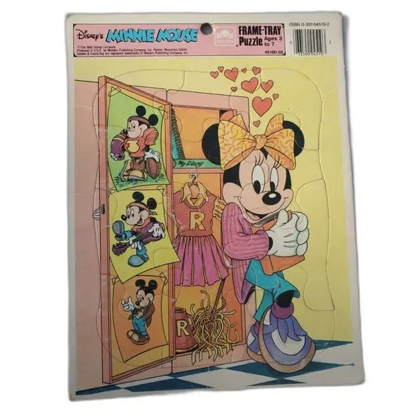 Walt Disney Classic Childrens Golden Frame Tray Puzzle Minnie Mouse Vintage