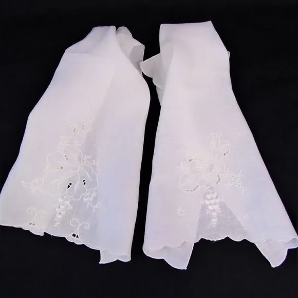 Vintage Tea Towels White on White Bridal Towels