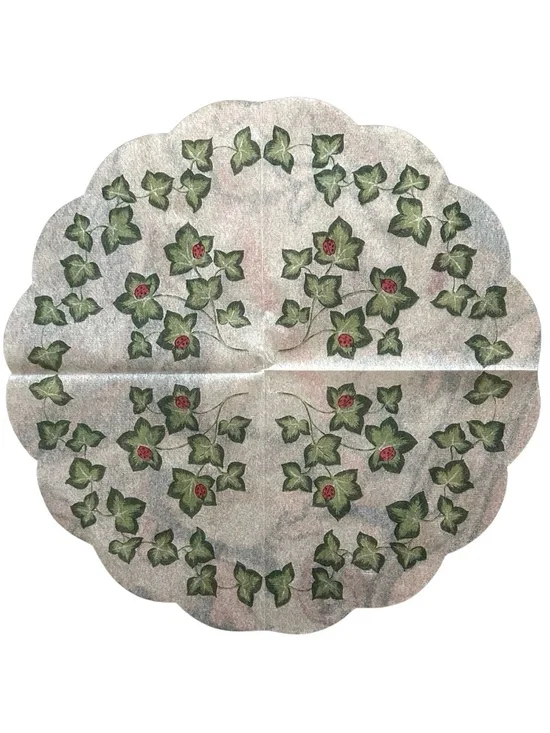 NAREG INT’L Vintage Rice Paper Napkins (lot of 15) Leaf Bug Theme Scalloped Fan