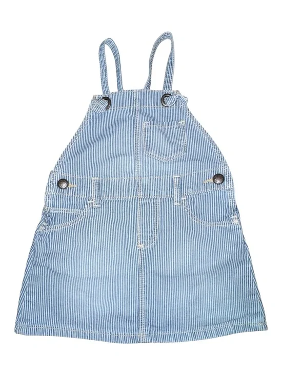 OshKosh B'gosh Light Blue Striped Denim Overall Dress