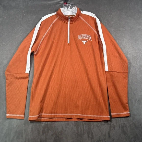 Texas Longhorns Rivalry Threads Mens Orange 1/4 Zip Long Sleeve Pullover L