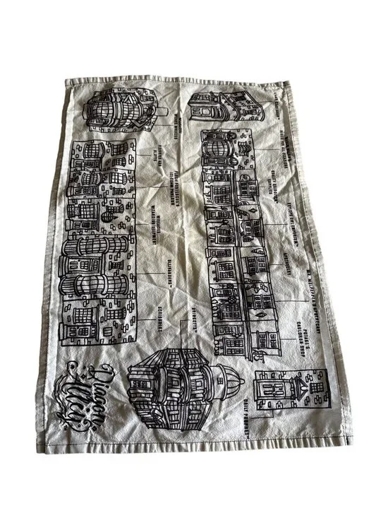 Harry Potter Diagon Alley Map Tea Towel Black & White Hallmark 100% Cotton