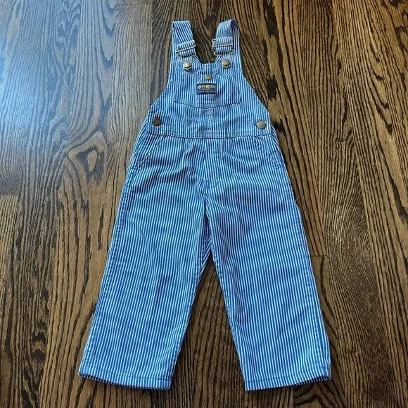 Vintage OshKosh B' Gosh Railroad Stripe Overalls (Size 3T)
