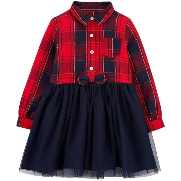 NWT! OshKosh B’gosh Sparkle Plaid‎ & Tulle Dress Size-12 MOS