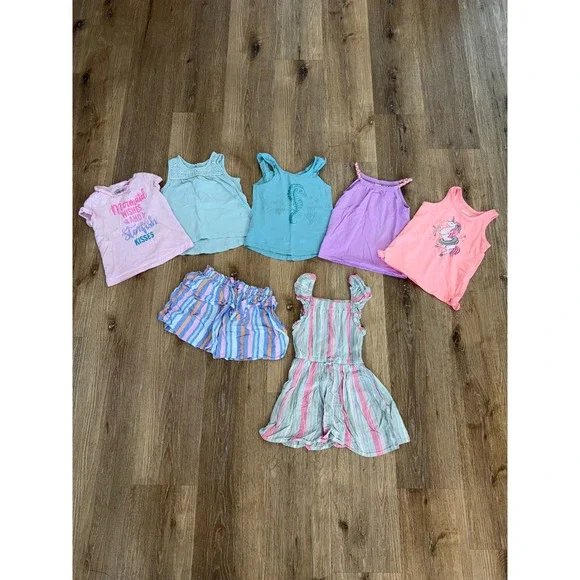 OshKosh B'gosh Coastal Preppy Summer Lot Toddler 3T Pink Blue Striped Ruffle 7pc