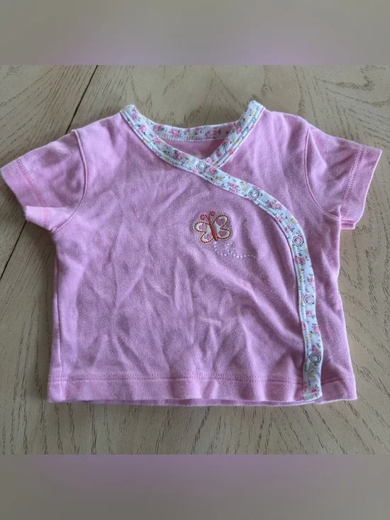 Oshkosh B’Gosh Pink 3 Months Top Tshirt Snap On Cotton Vintage Style