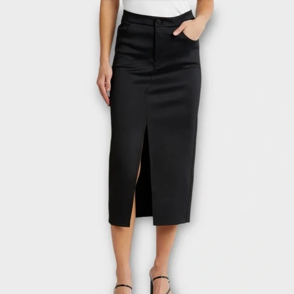 Hudson Jeans Scuba Reconstructured Midi Skirt XS Black Beauty Collection NWT