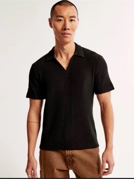 Abercrombie & Fitch Men’s Plisse Johnny Collar