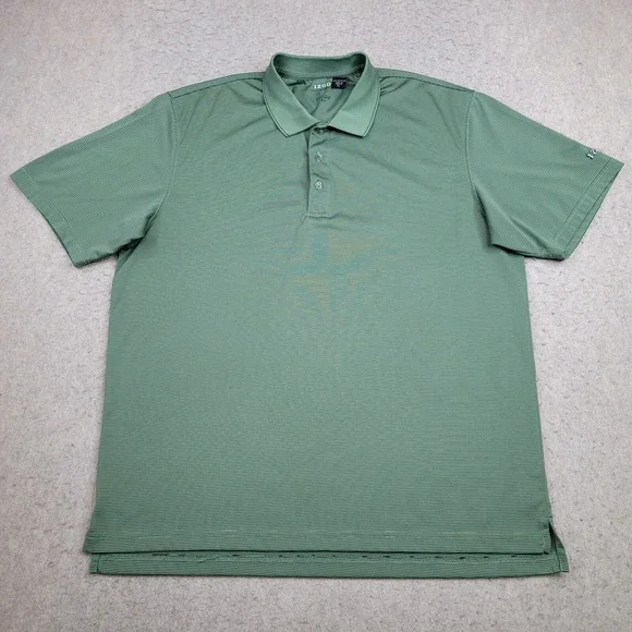 IZOD XFG Golf Polo Shirt Mens‎ XL Green Striped Short Sleeve Performance Stretch
