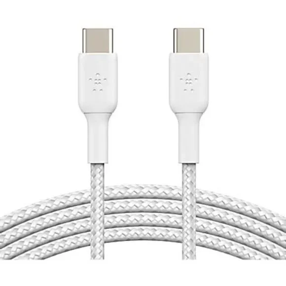 Braided USB-C To USB-C Cable, 1M/3.3ft, White