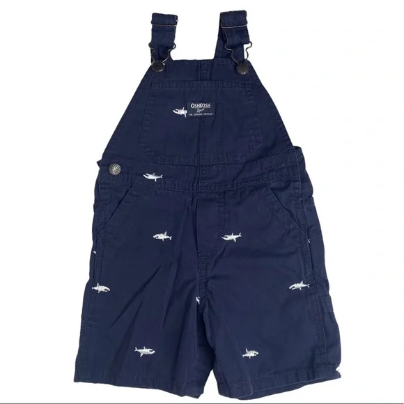OshKosh B’gosh Navy Blue With Sharks Overalls/Shortalls. Size 18 Months