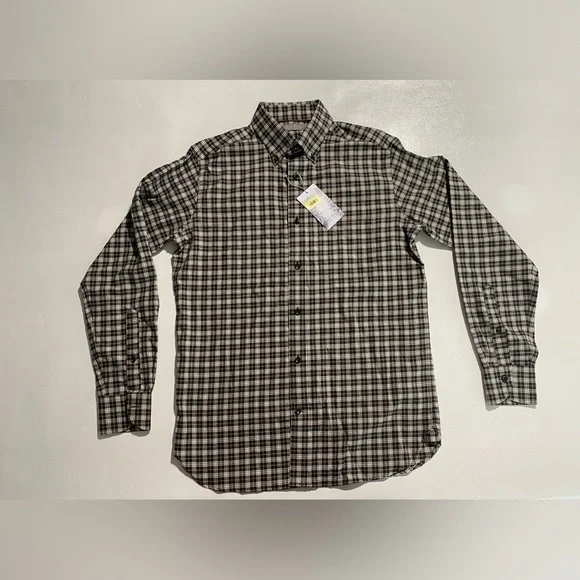 NEW-Size S Mens Daniel Cremieux Long Sleeve Button Down Shirt Cotton White Plaid